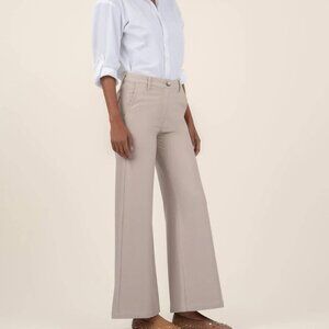 Kut from the Kloth Meg High Rise Wide Leg Trousers 8 Stone Stretch Twill 30x28.5